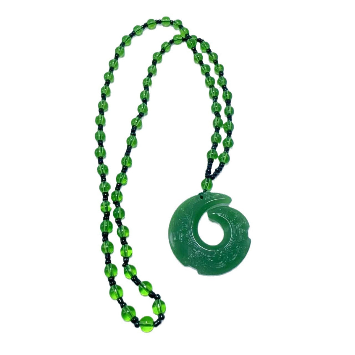 Women's & Men's Comes Ethnic Style Imitation Jade Peace Buckle Long Sweater Pendant