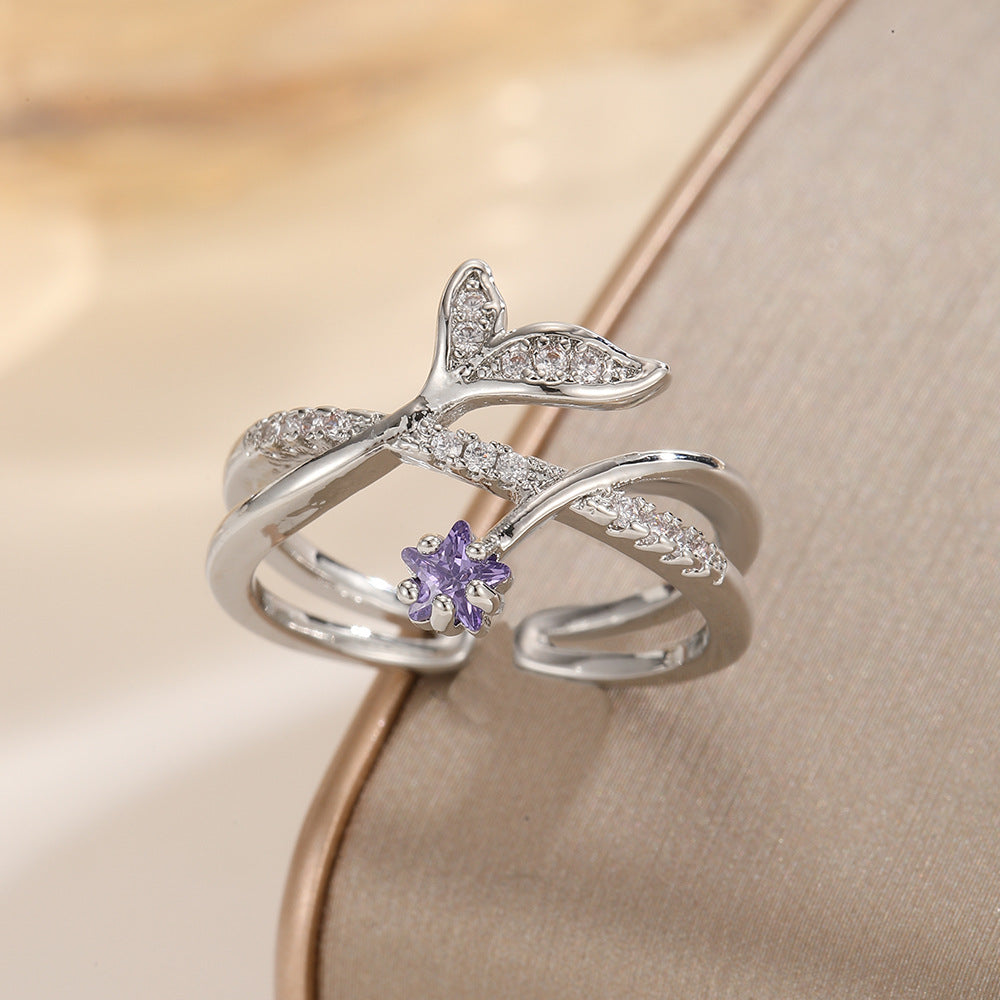 Diamond Cross Female Simple Fresh Fashion Rings