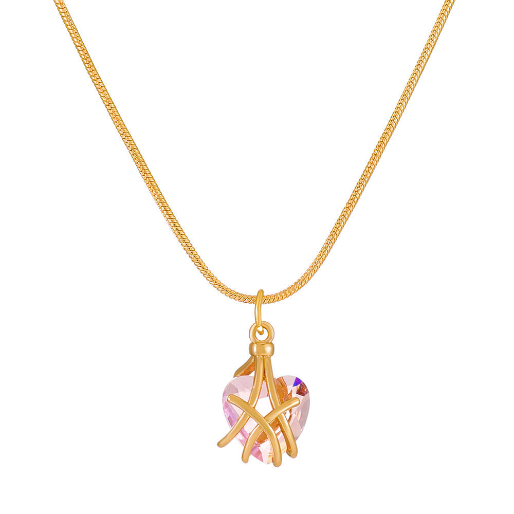 Barbie Diamond Castle Love Female Fashion Sweet Heart-shaped Collarbone Necklaces