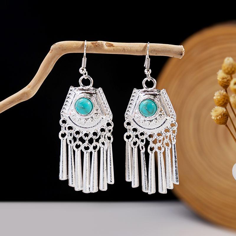 Colorful Long Feather Tassel Scenic Spot Earrings