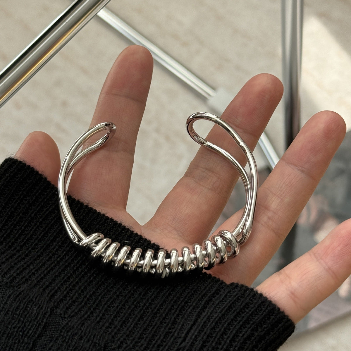 Women's Texture Collection Stylish Unique Temperament Twin Wear Rings