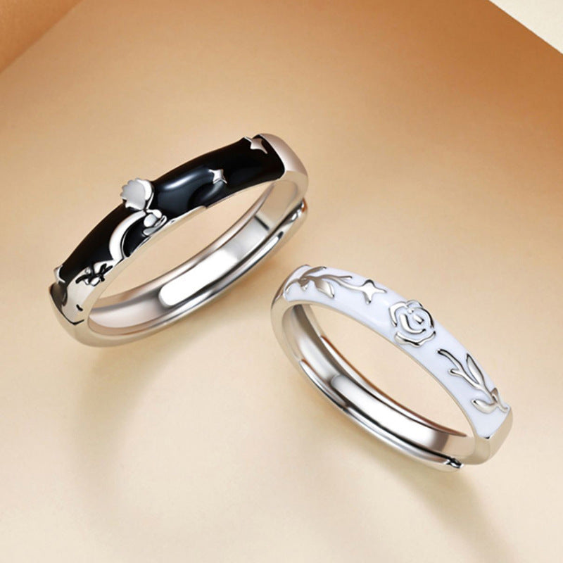 Women's & Men's Little Prince Rose Couple Design High-grade Ring