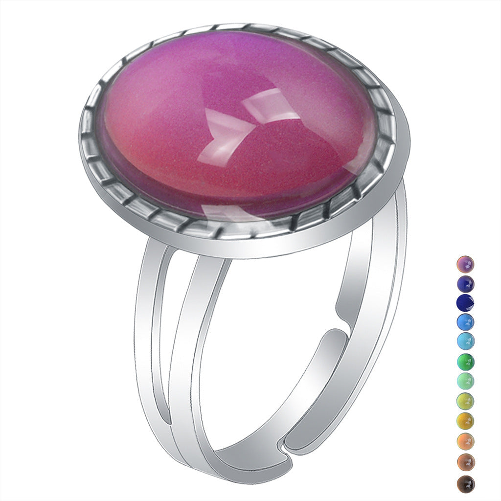 Fashion Charm Female High Profile Retro Gem Temperature Change Ring