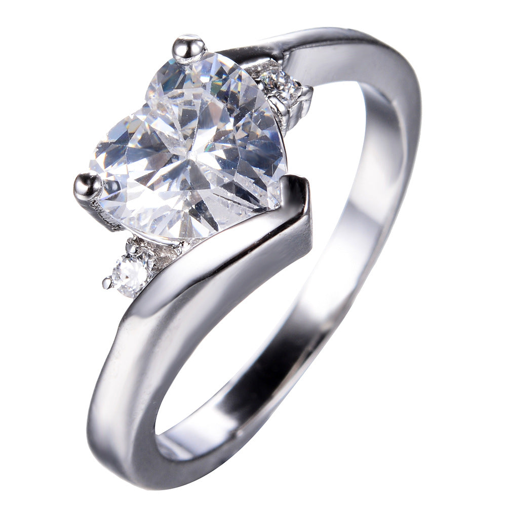 Women's Love Water Blue Zircon Fashion Wedding Ring
