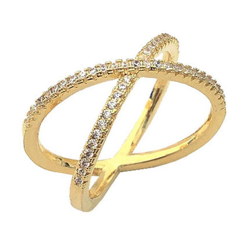 Women's Inlaid Zircon Geometric Cross Fashion Ring