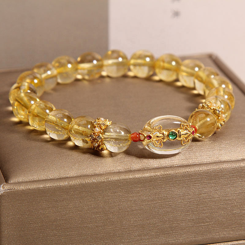 Gold Rutilated Female Special Interest Light Luxury Retro Exquisite Bracelet