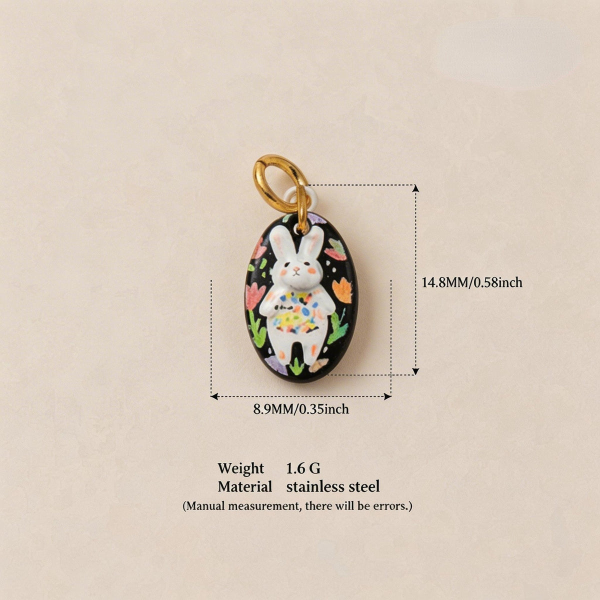 Cartoon Rabbit Long Star Printing Series Gold Color Pendants