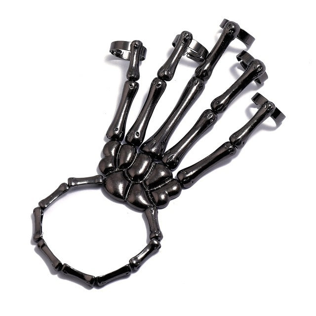 Fashion Personality Punk Skull Hand Bone Five Finger Adjustable Integrated Bracelet