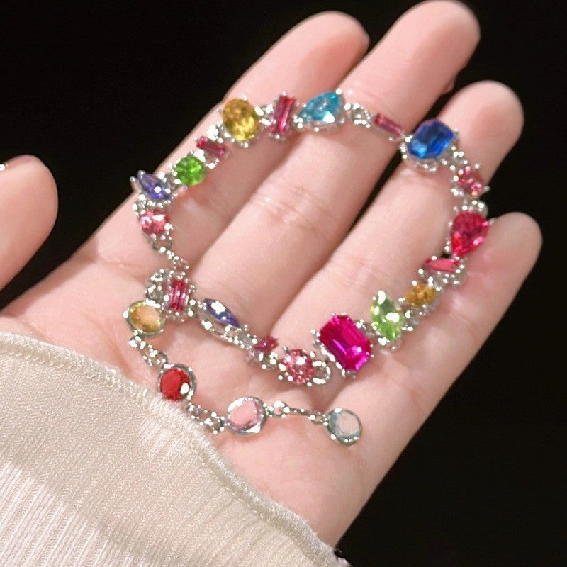 Color Zircon Female French Pink Adjustable Bracelets