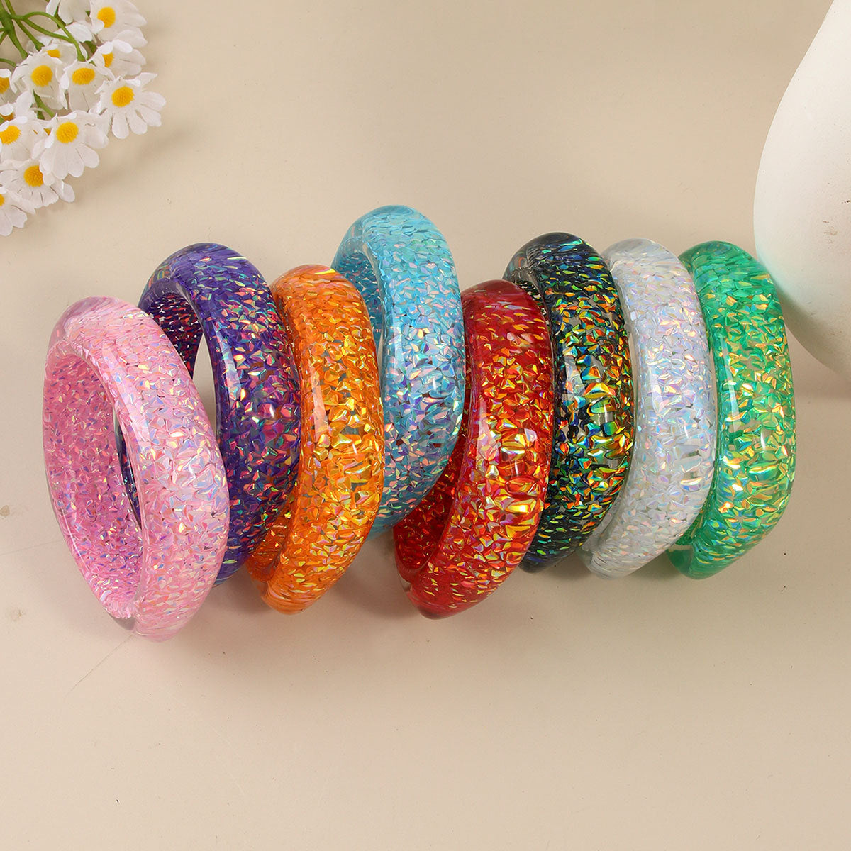 Color Flash Diamond In The Debris Resin Glitter Bracelets