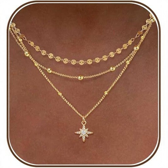 Gold-plated Twin Female Zircon Asterism Light Luxury Necklace