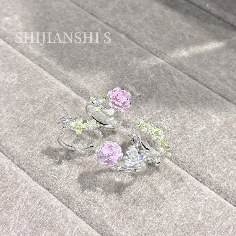 Women's Fog Fresh Pink Floral Tender Shoot Light Oxygen Twin Full Rings