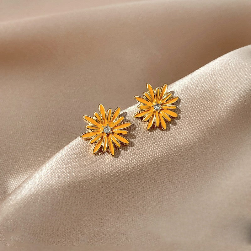 Women's Luxury Camellia Design Drip Glazed Flower Fashionable High-grade Earrings