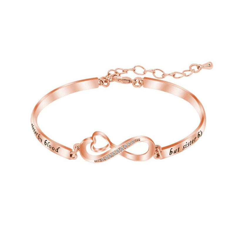 Rhinestone Peach Heart Good Sisters Girlfriends Bracelets