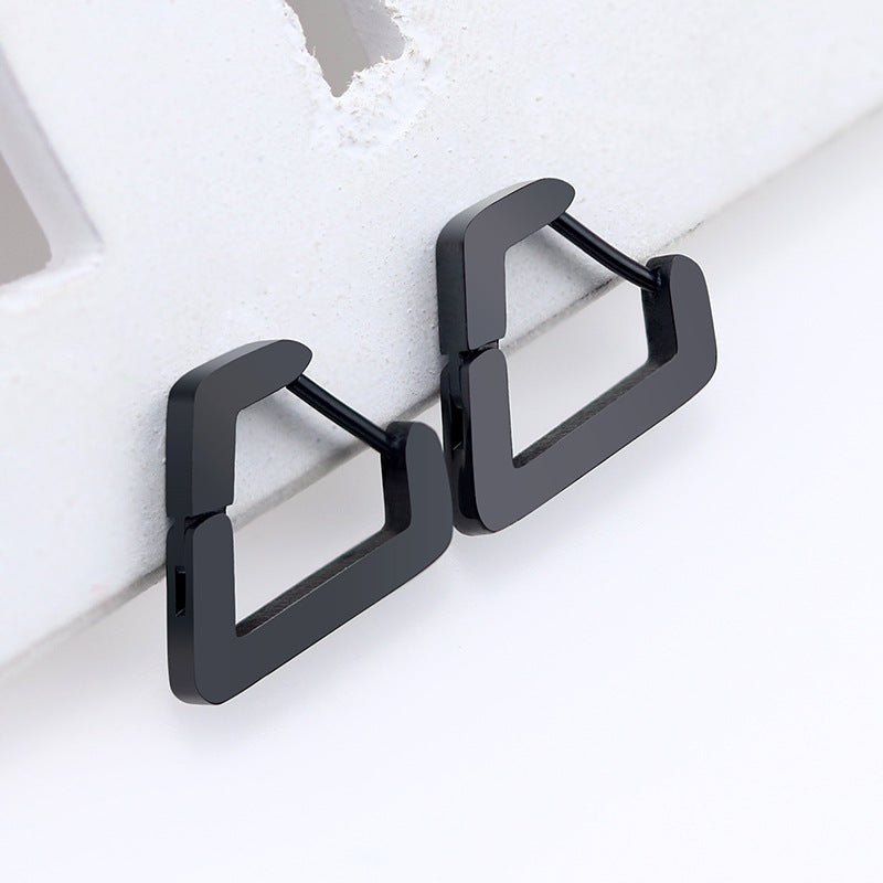 Steel Geometric Personality Hexagon Ear Clip Simple Square Earrings