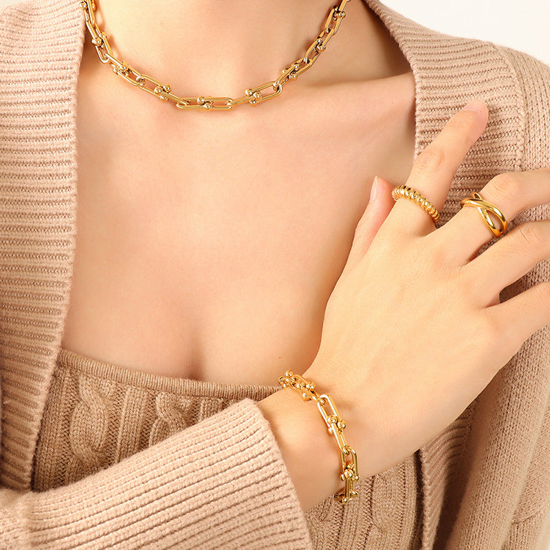 Hip Hop Trend Fashion Design U-shaped Vachette Clasp Personalized Light Necklaces