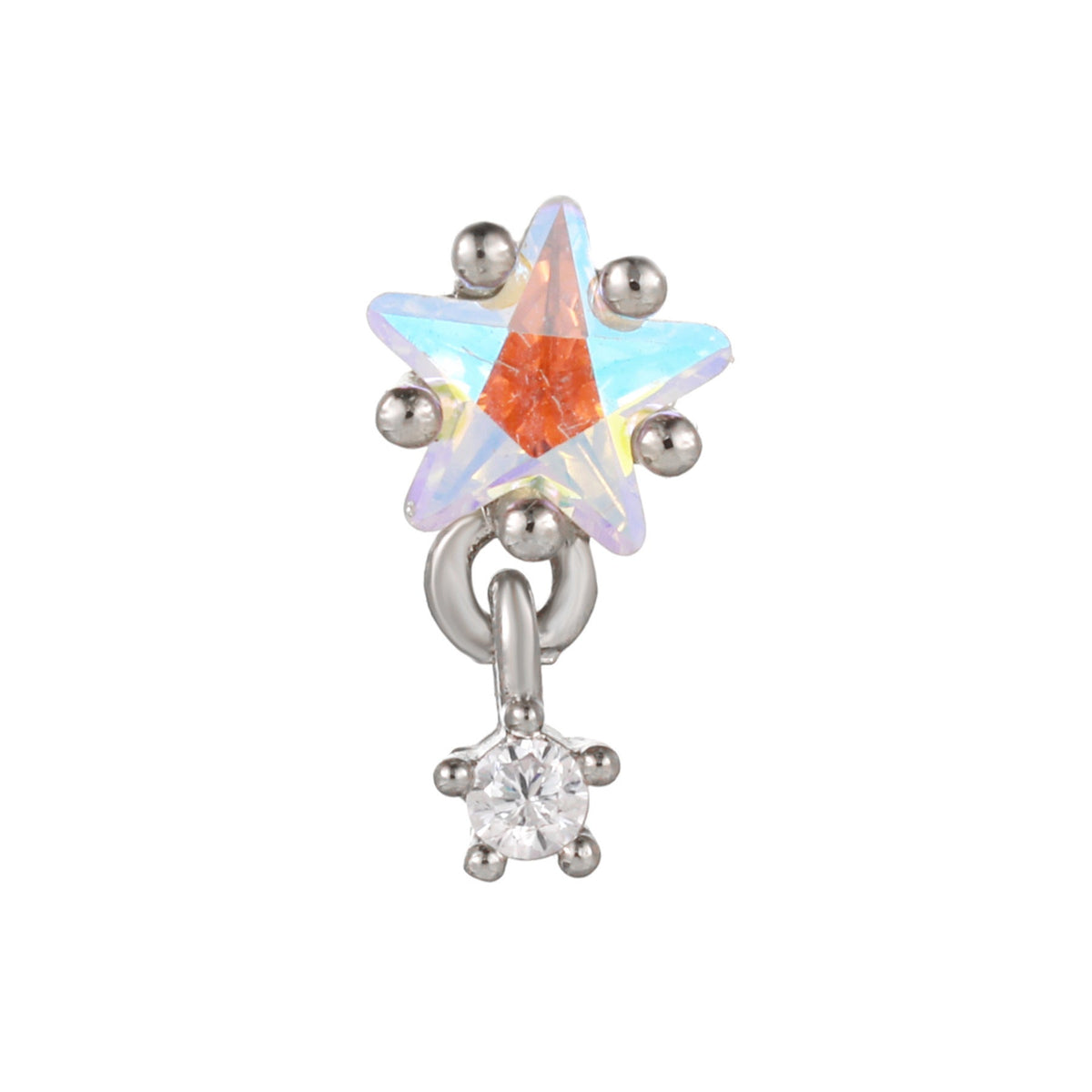 Flower Ear Pink Zircon Sweet Loving Heart Bone Inner Screw Earrings