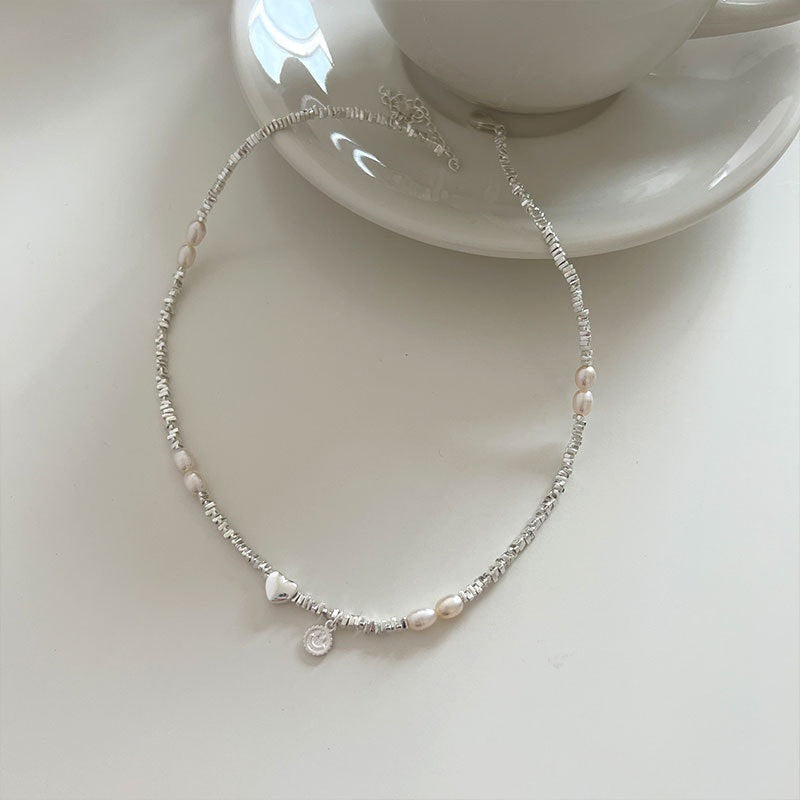 Women's Pieces Of Sier Smiley Face Love Pearl Niche Light Necklaces