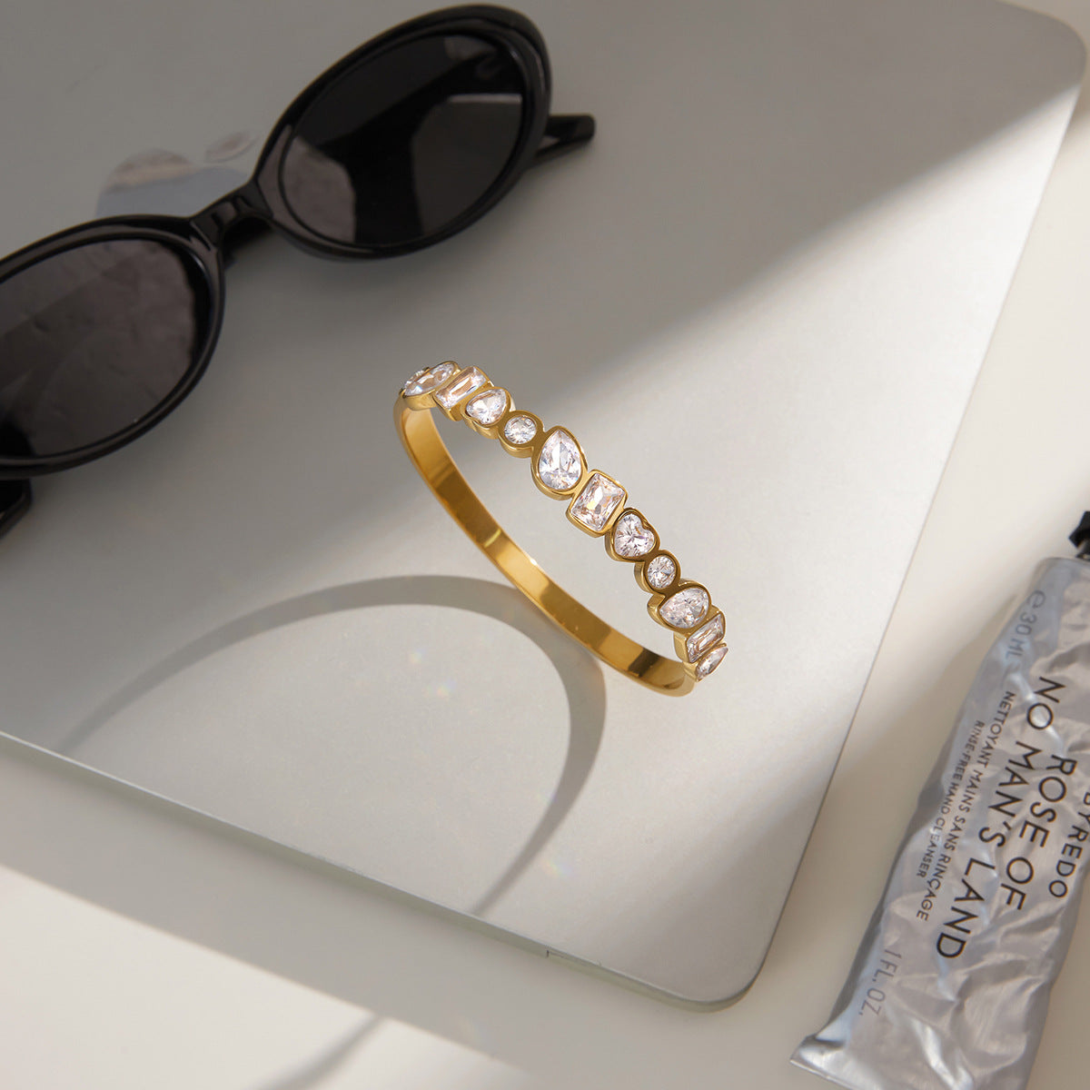 Zircon Stainless Steel Environmental Protection Gold Bracelet