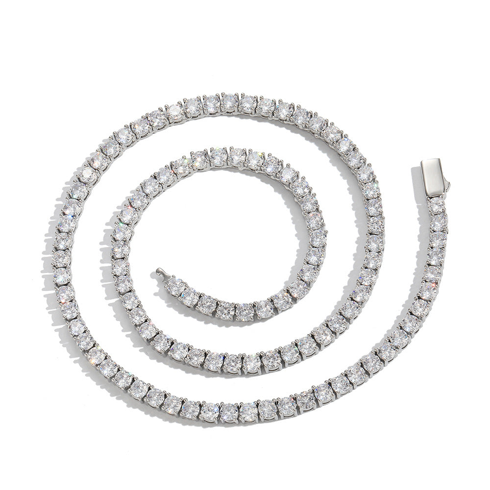 Inlaid Zircon Single Strand Hip Hop Necklaces