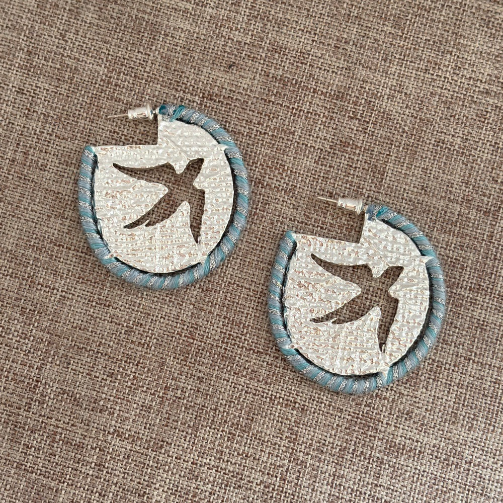 Hollow Flying Bird Round Rope Weaving Chinese Earrings