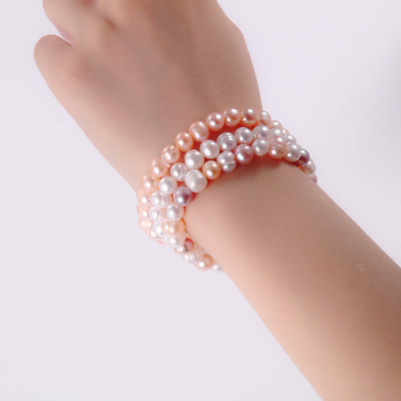 Round Baroque Stall Live Selection Freshwater Pearl Bracelets