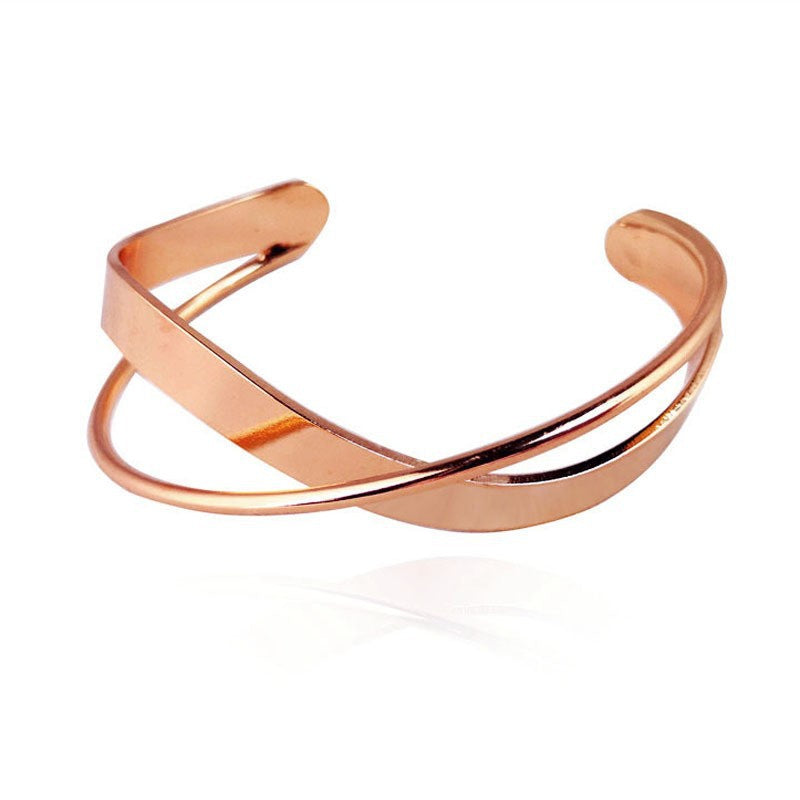 Cross Irregular Lines Twisted Personality Geometry Glossy Bracelet