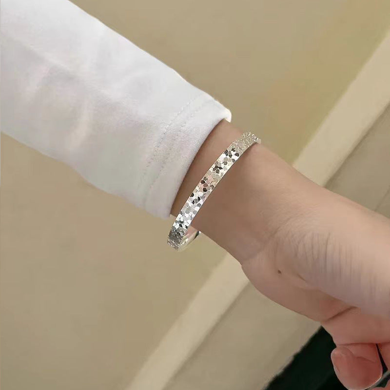Women's Mush Ice Fashion Glossy Solid Sier Bracelet