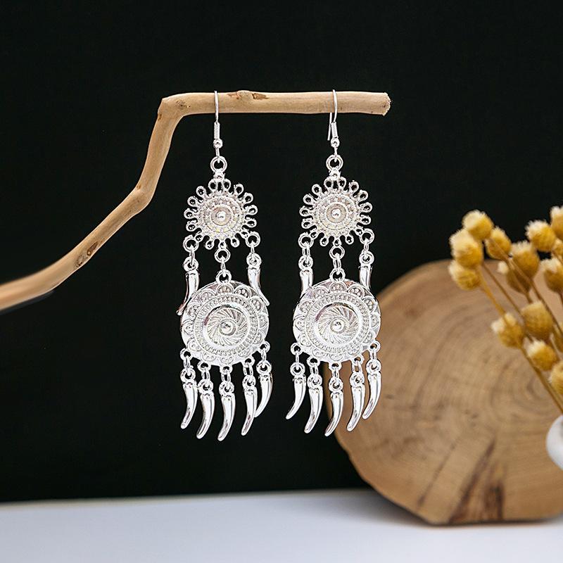 Colorful Long Feather Tassel Scenic Spot Earrings
