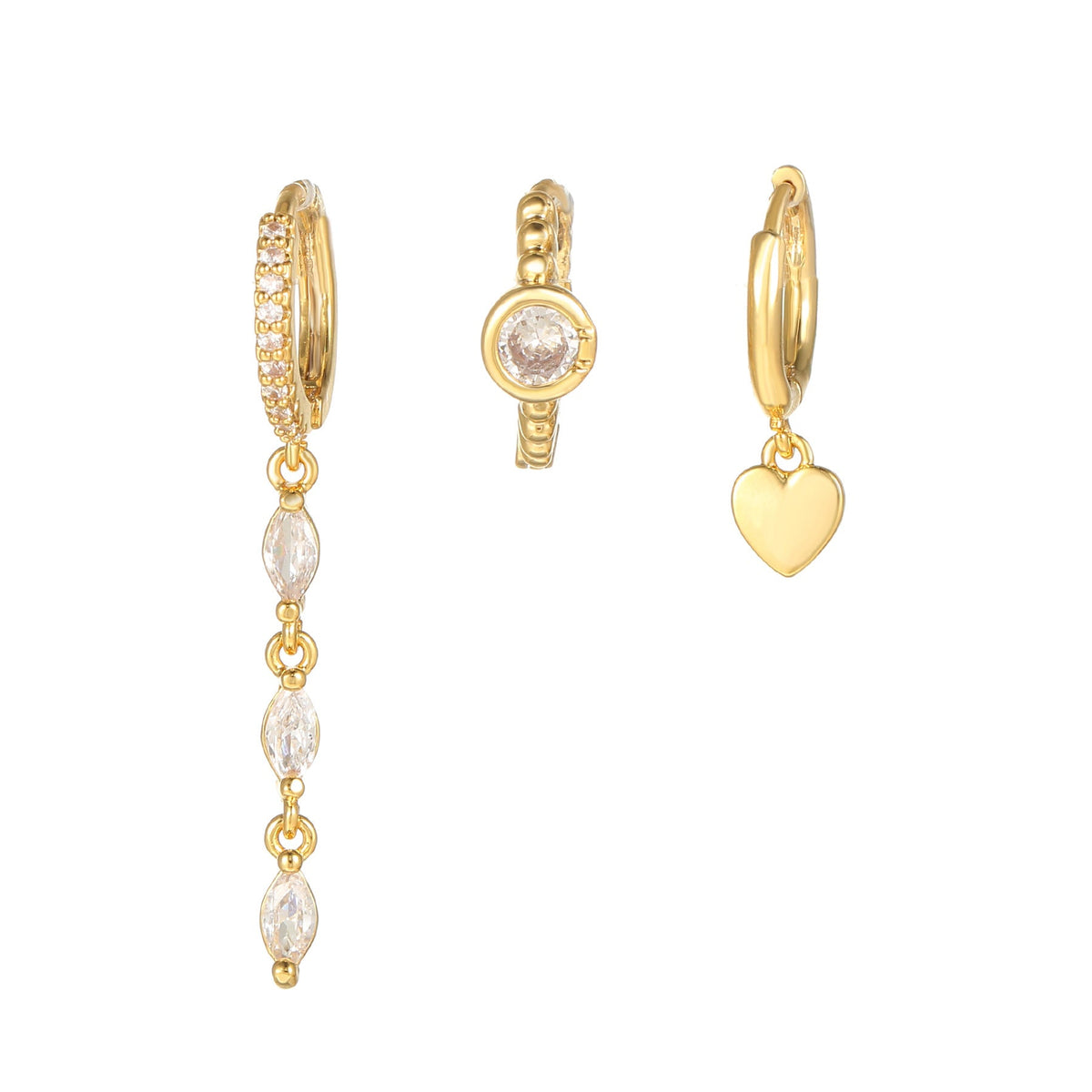 Fashionable Personalized Artistic Chain Geometric Three-piece Earrings