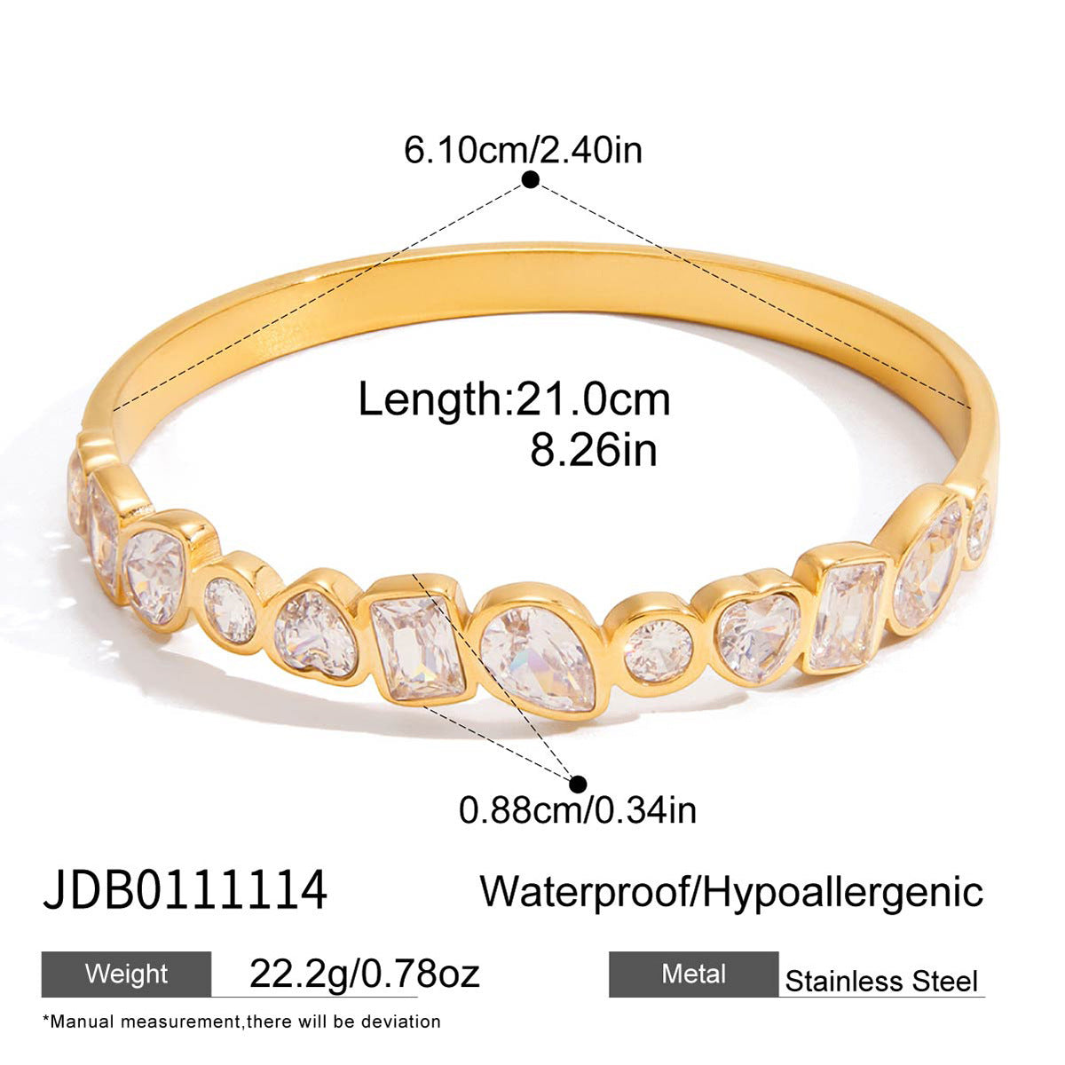 Zircon Stainless Steel Environmental Protection Gold Bracelet