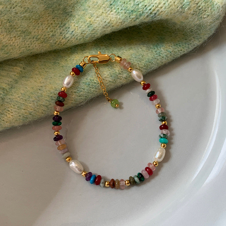 Women's Rice Grain Fresh Water Colorful Pearl Colored Glaze Necklaces