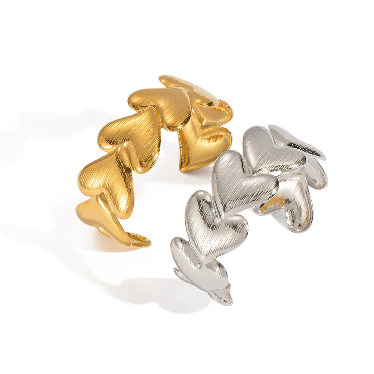 Stainless Steel Vacuum Gold-plated Heart-shaped Open-ended Bracelets