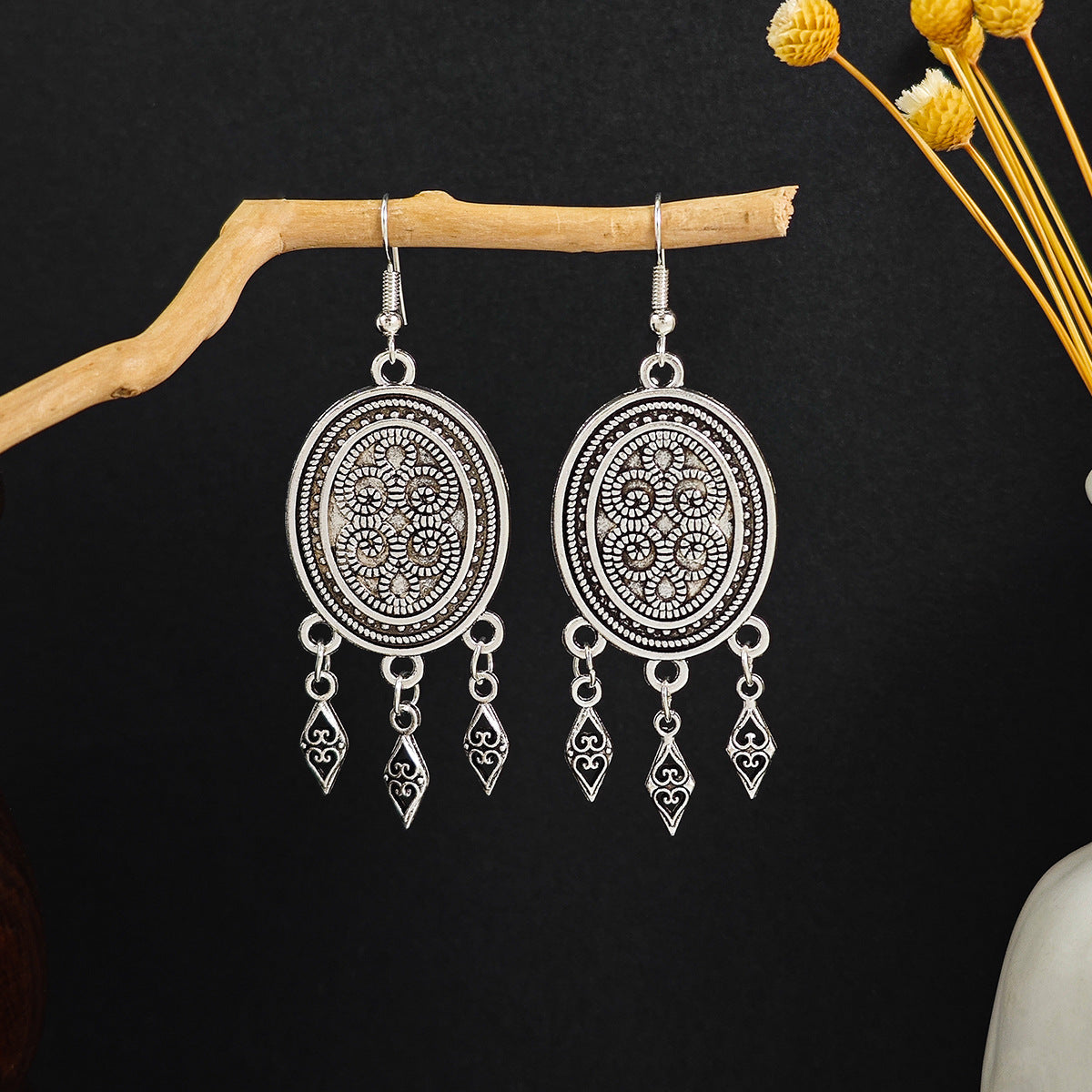 Bohemian Ethnic Style Geometric Water Drop Retro Tourist Attractions Long Earrings