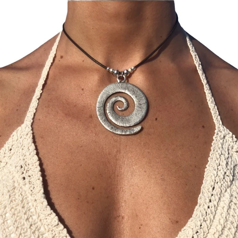 Women's Spiral Symbol Bohemian Retro Style Simple Ethnic Alloy Leather Necklaces