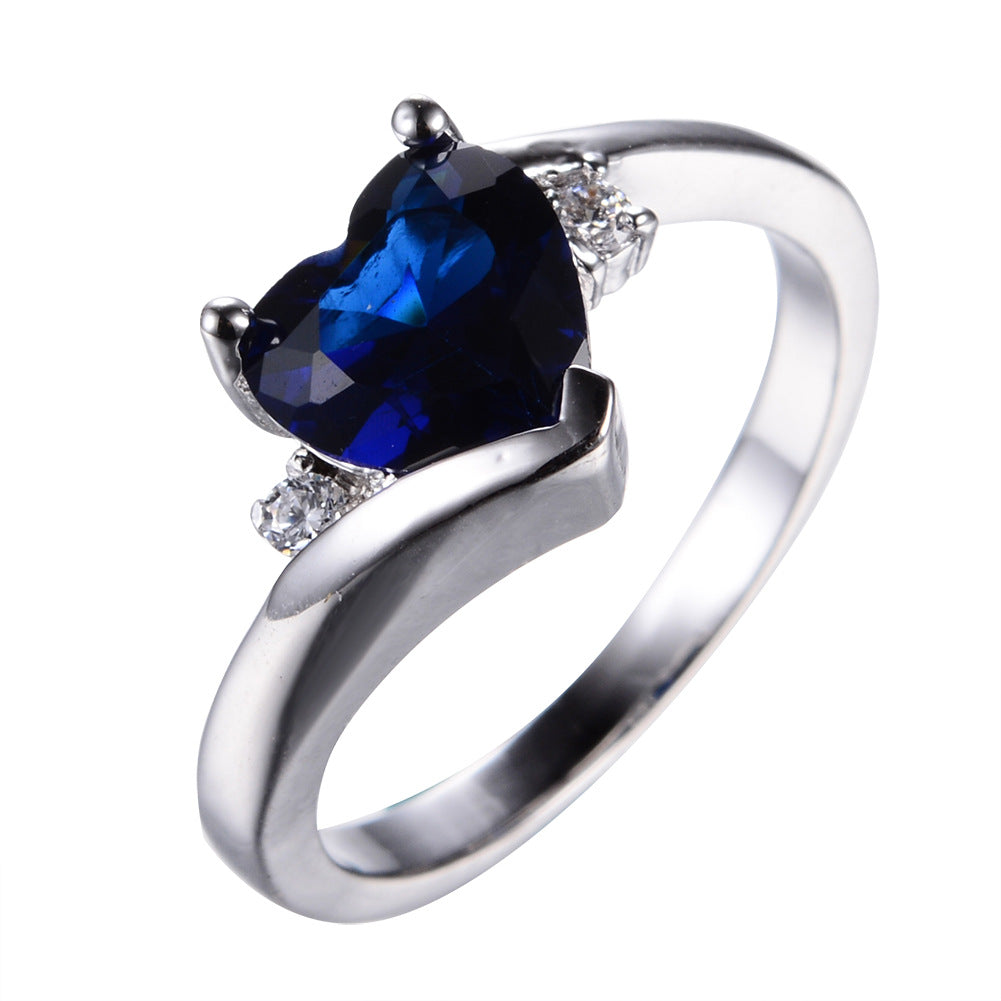 Women's Love Water Blue Zircon Fashion Wedding Ring