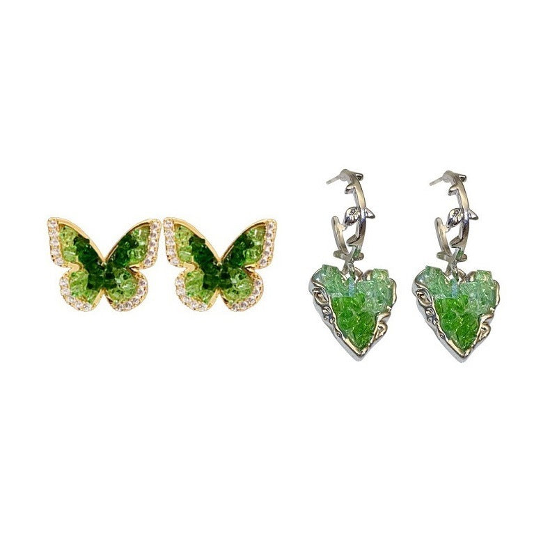 Women's Crystal Butterfly Elegant High-grade Sier Needle Light Luxury Earrings