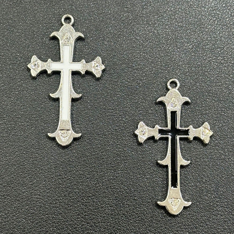 Graceful Oil Dripping Alloy Cross Jeweled Pendant