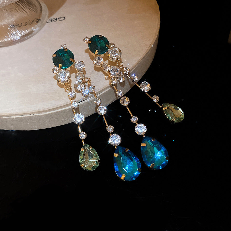 Sier Needle Zircon With Diamond Cross Personality Fashion Refined Grace Earrings