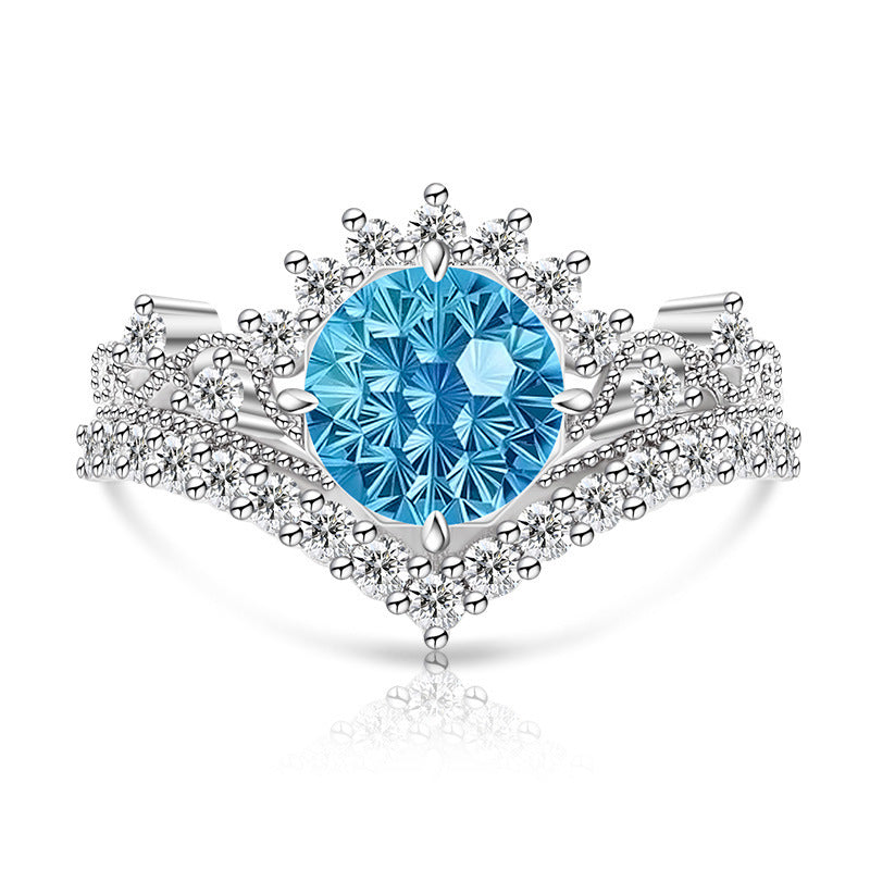 Carbon Diamond Fireworks Cut Garland Female Inlaid Ring