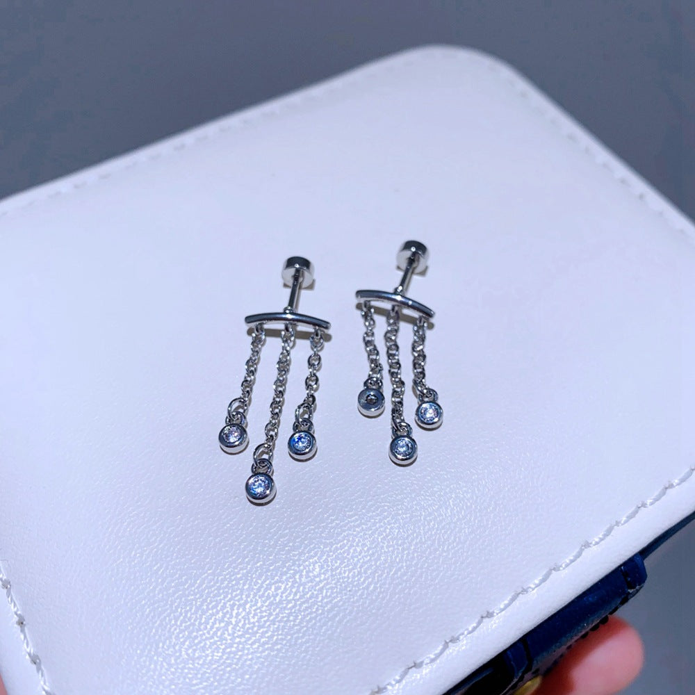 Women's Ear Chain Medical Titanium Steel Bone Flat Niche Stud Earrings