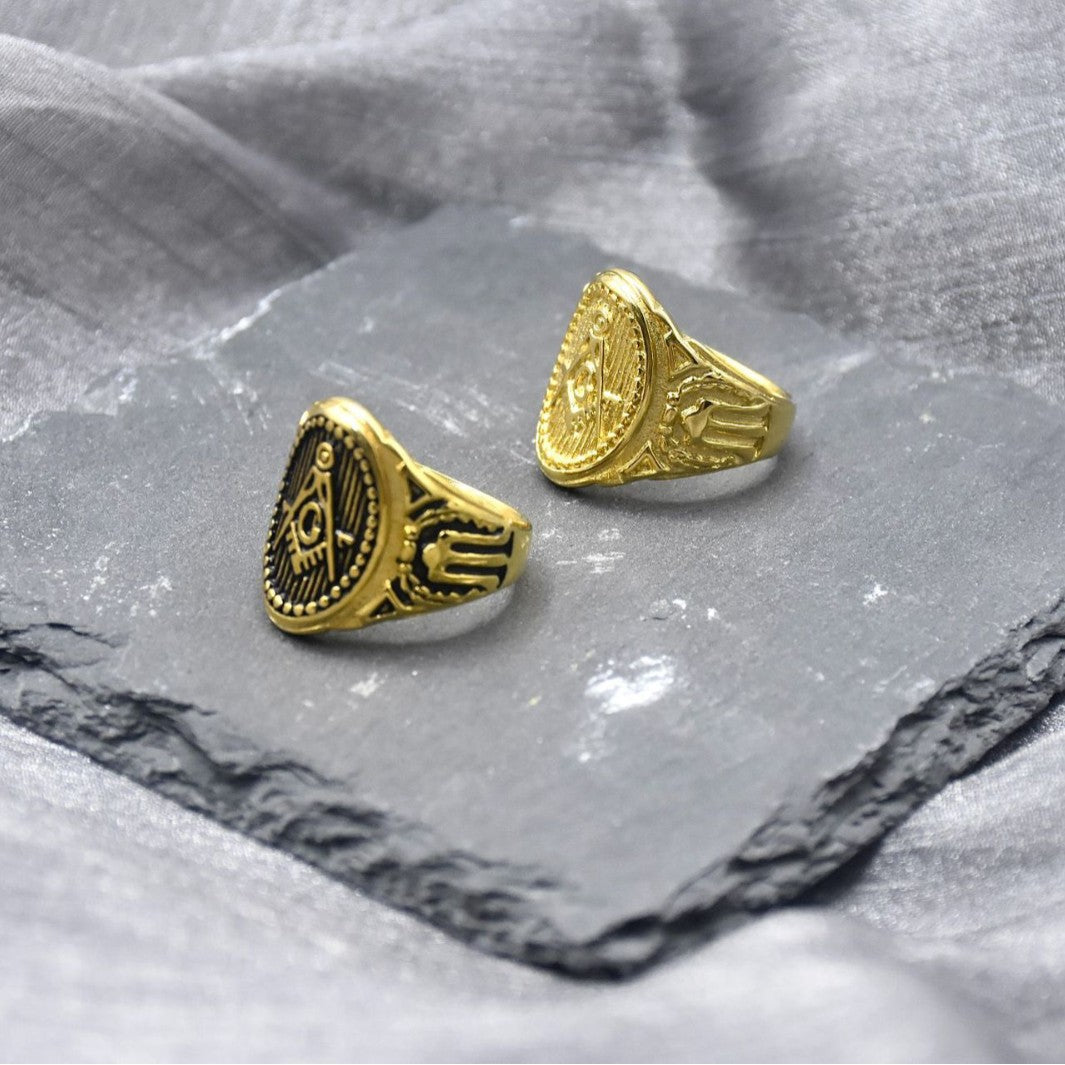 Men's Personality Fashion Trend Vintage Masonic Stainless Ring