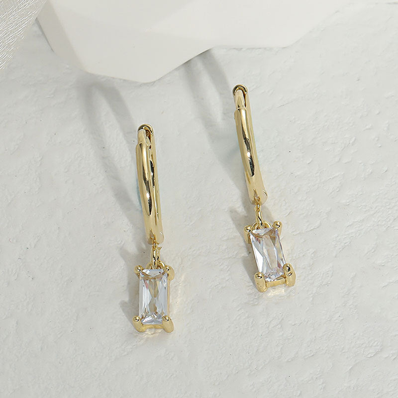 Women's Fashionable High-grade Tassel Rectangular Sterling Sier Ear Clip Niche Exquisite Earrings