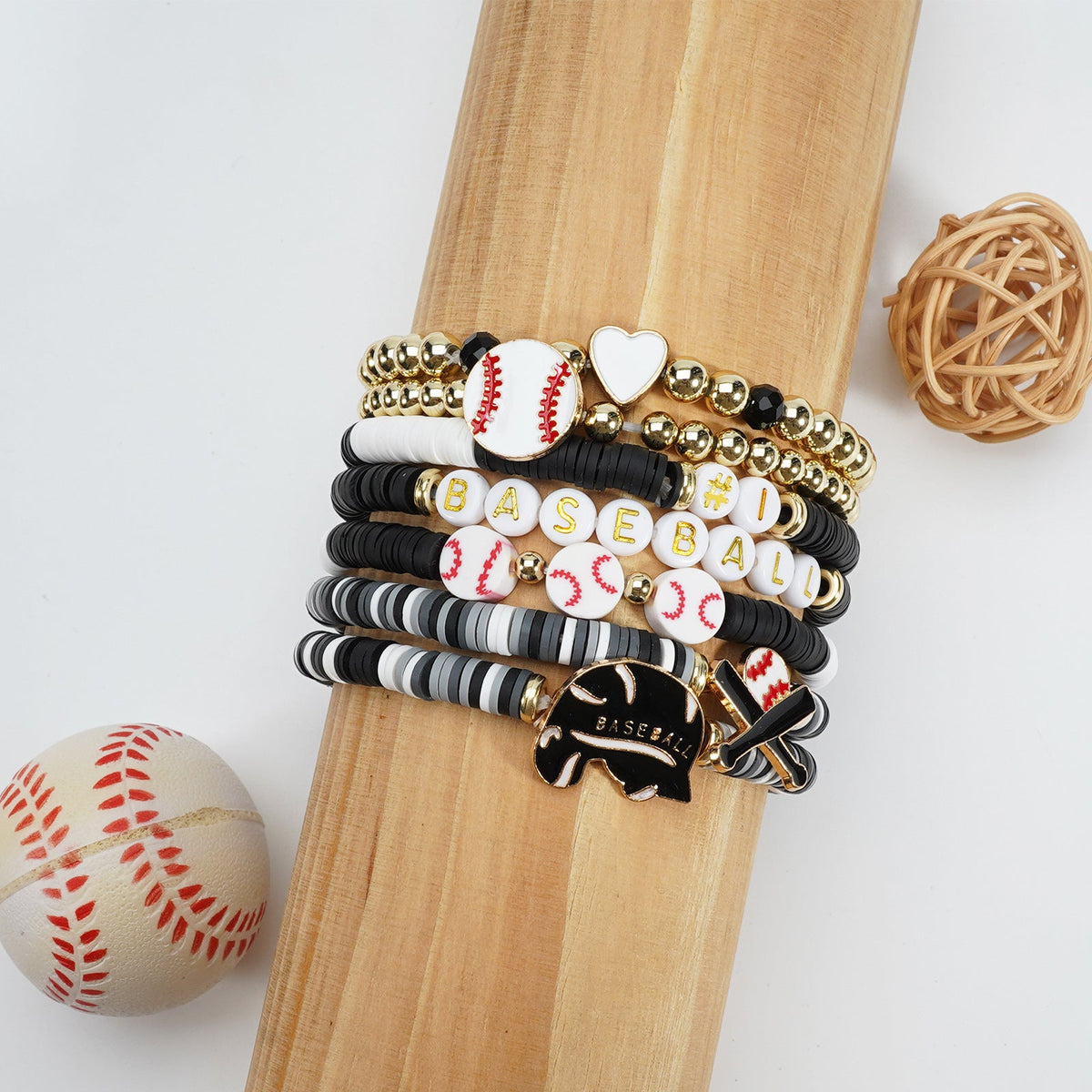 Game Day Polymer Clay Multilayer Fashion Twin Bracelets