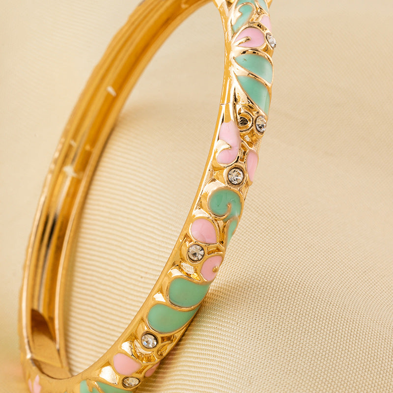 Cloisonne Light Luxury Palace Style Enamel Drop Oil Flower Series Bracelets