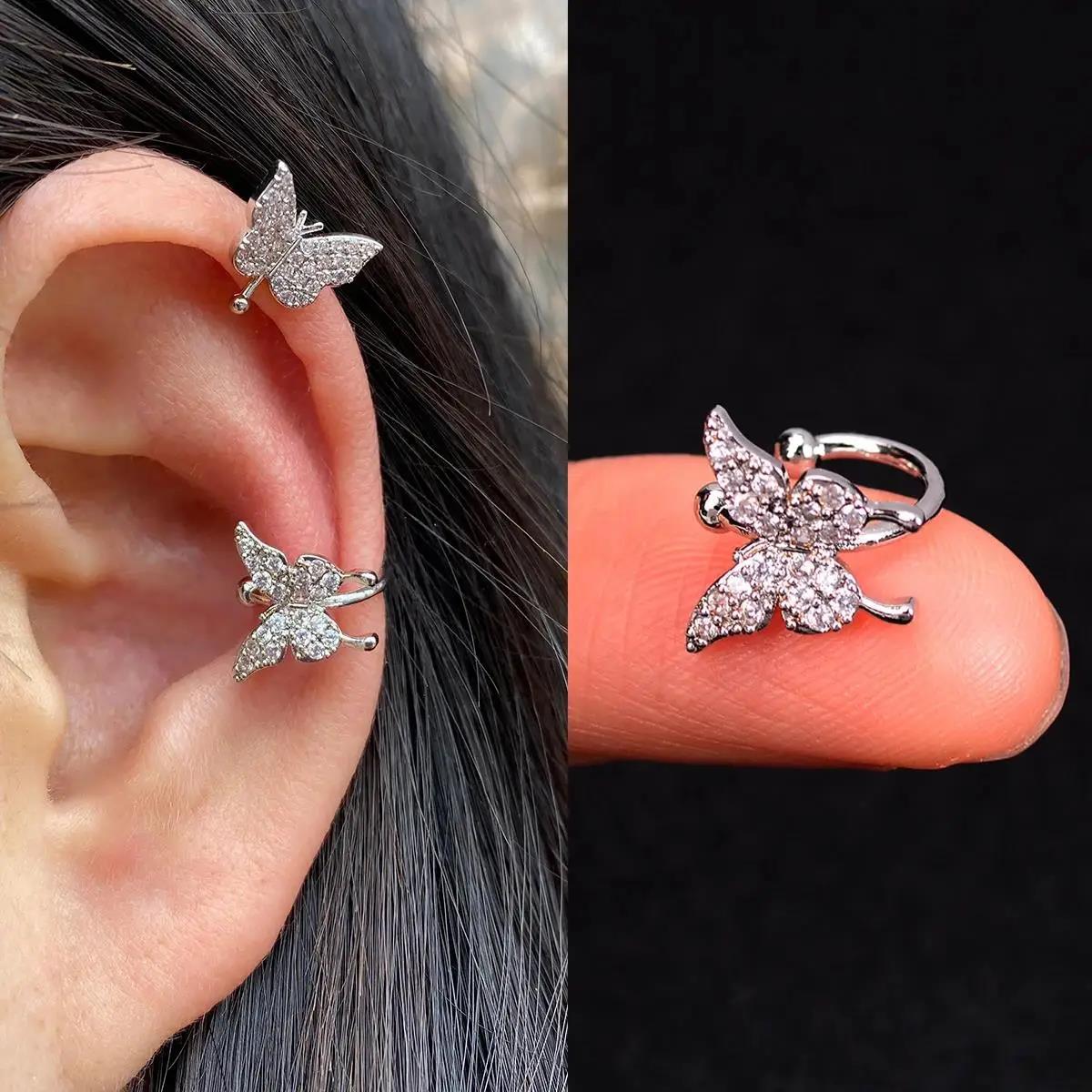 Unique Fashion Butterfly Flowers Inlaid Zircon Rings