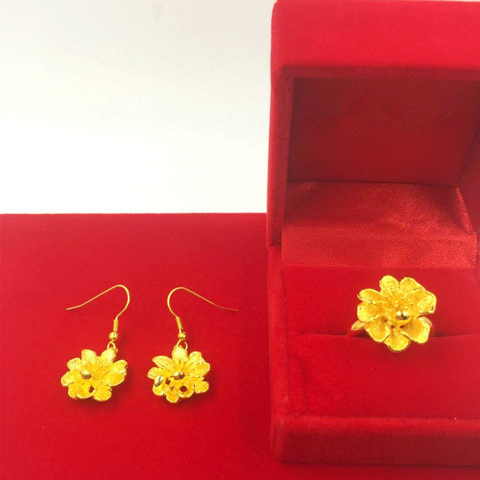 Female Flower Gold Alluvial Opening Adjustable Size Rings