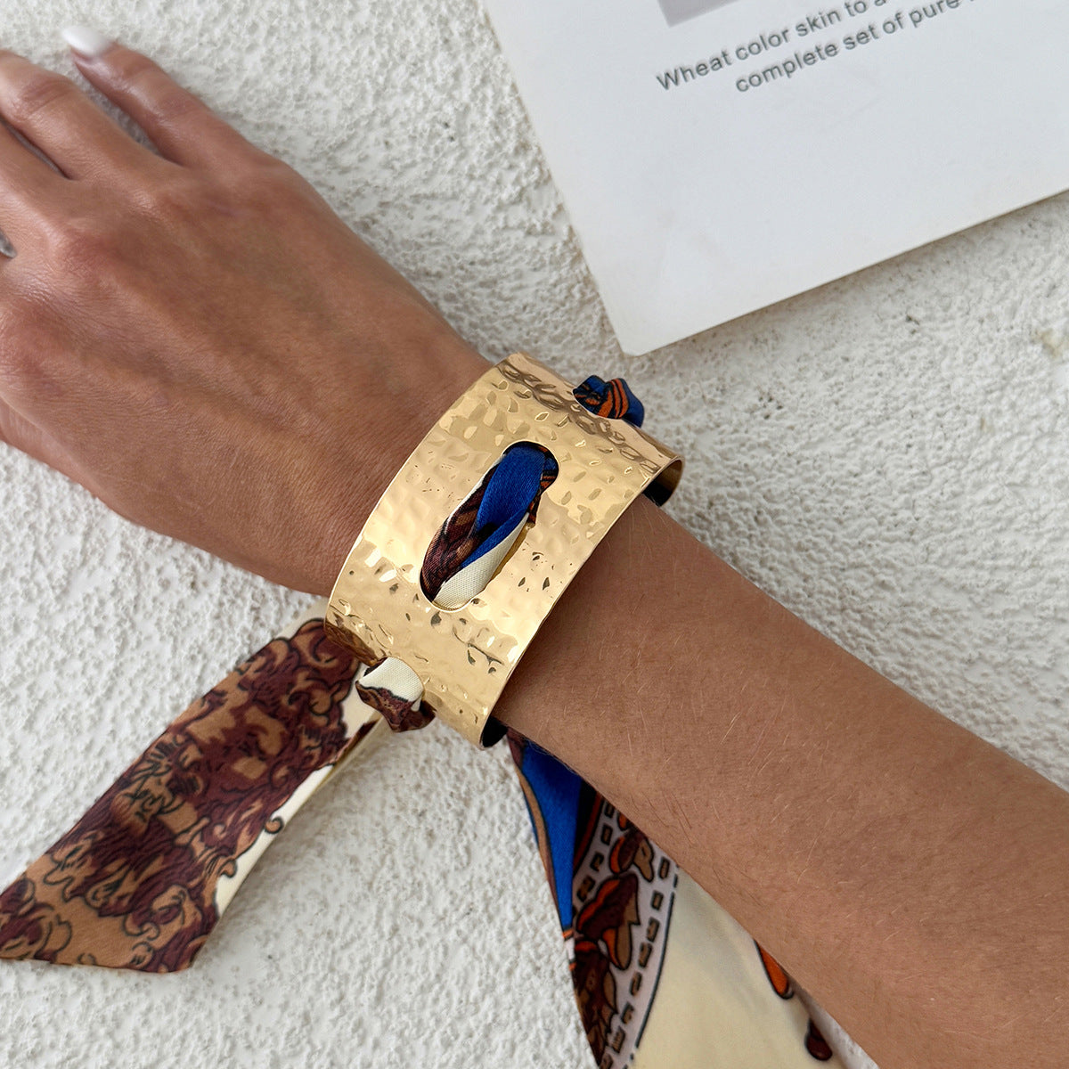 Metal Hammer Pattern Wide Fashion Leopard Colorful Silk Bracelet
