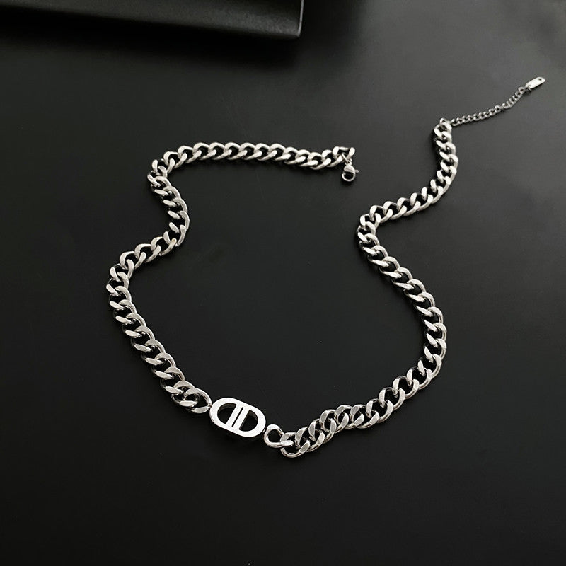 Hip Hop Double Letter Personality Trend Clavicle Chain Necklaces