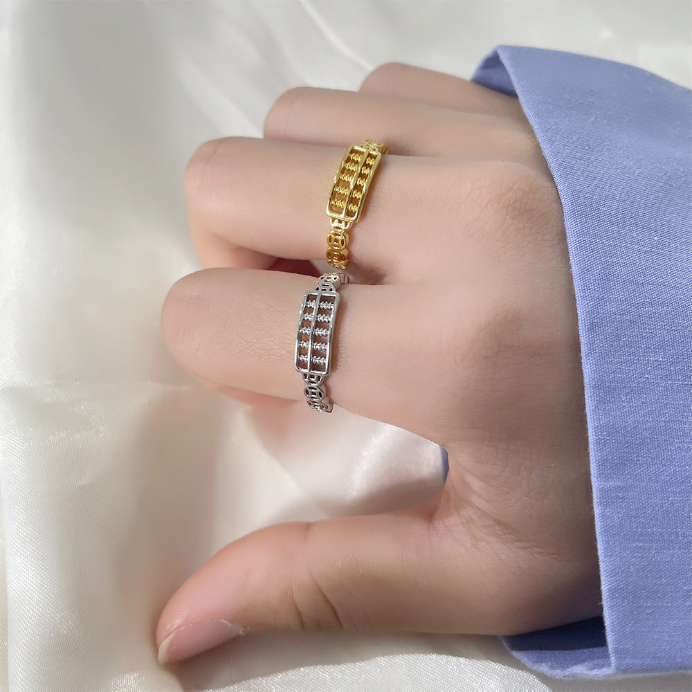 Copper Abacus Chinese Style Personalized Coin Lucky Fashion Adjustable Index Ring